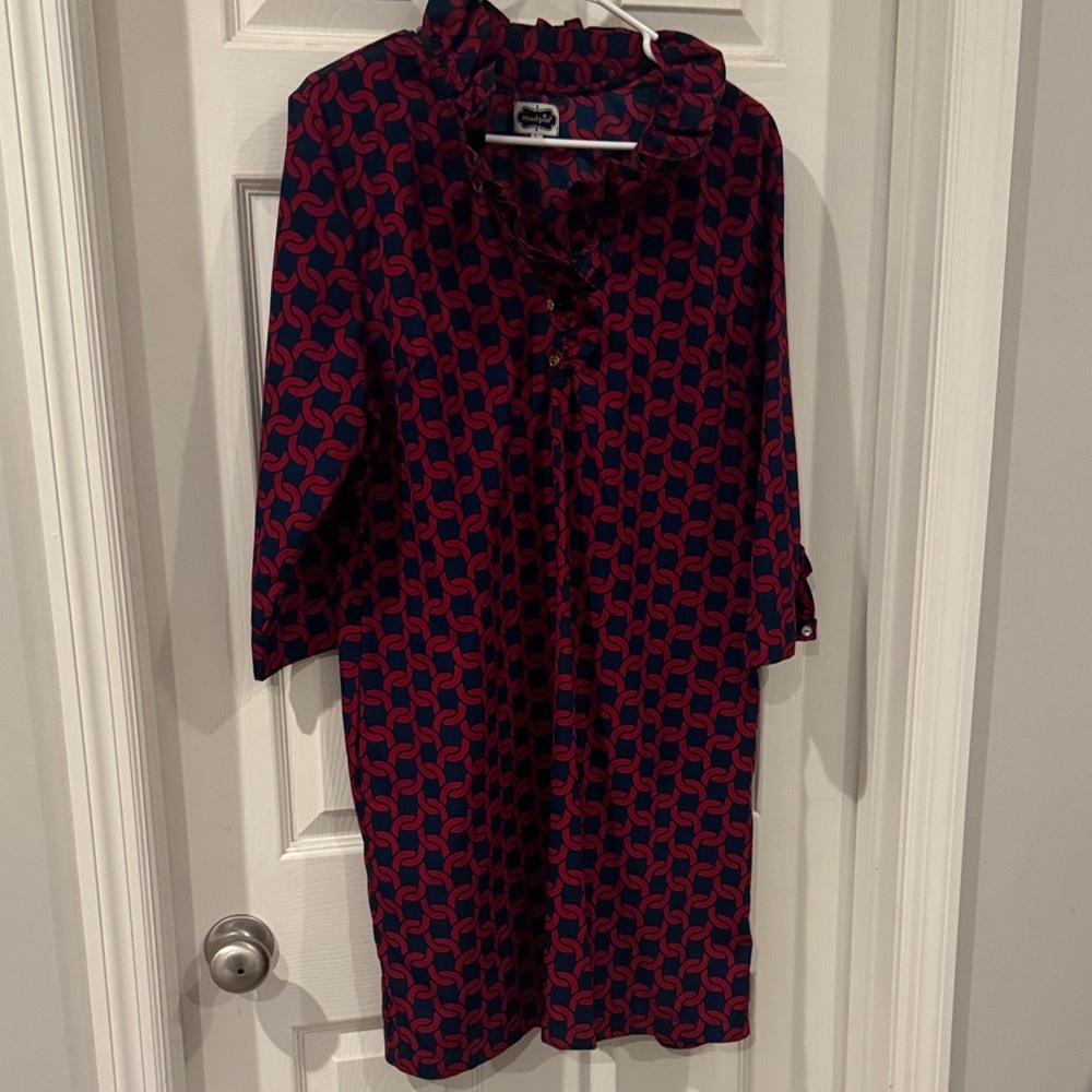 Mud Pie Red and Blue Long Sleeve Dress